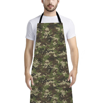 Military Digital Camo Pattern Print Bib Apron With Pocket