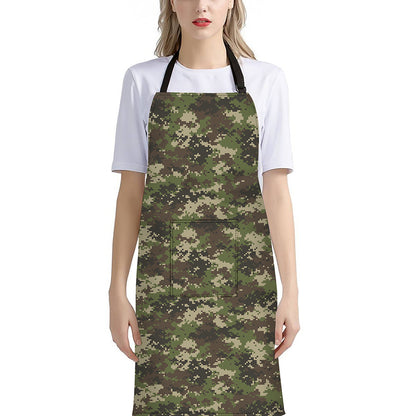 Military Digital Camo Pattern Print Bib Apron With Pocket