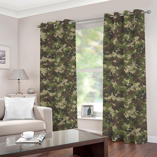 Military Digital Camo Pattern Print Blackout Grommet Curtains
