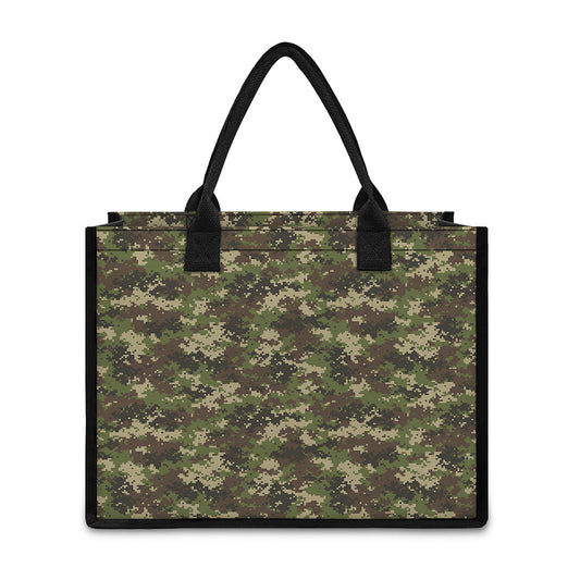 Military Digital Camo Pattern Print Canvas Tote Bag