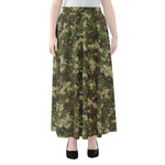 Military Digital Camo Pattern Print Chiffon Maxi Skirt