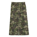 Military Digital Camo Pattern Print Cotton Front Slit Maxi Skirt