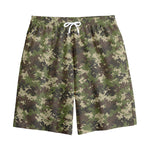 Military Digital Camo Pattern Print Cotton Shorts