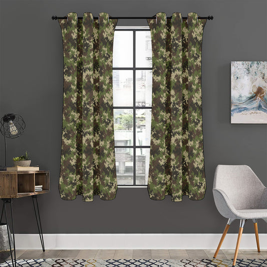 Military Digital Camo Pattern Print Curtain