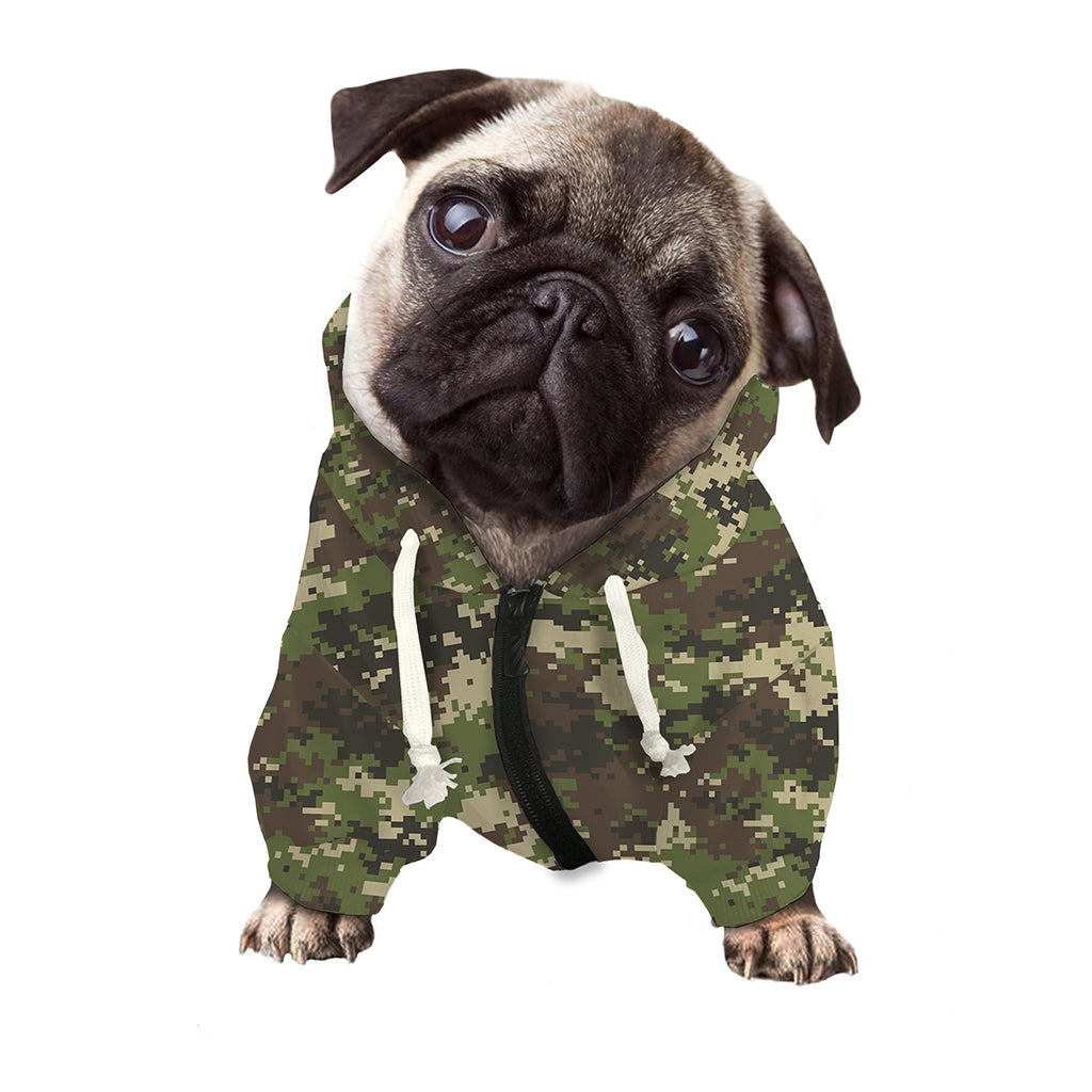 Military Digital Camo Pattern Print Dog Zip Up Hoodie