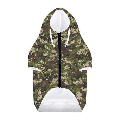 Military Digital Camo Pattern Print Dog Zip Up Hoodie