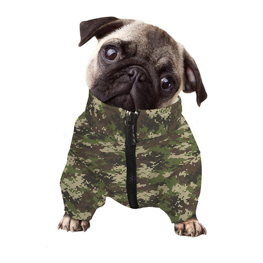 Military Digital Camo Pattern Print Dog Zip Up Jacket
