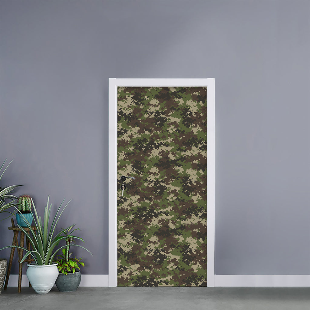 Military Digital Camo Pattern Print Door Sticker