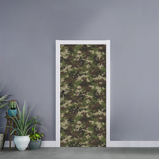 Military Digital Camo Pattern Print Door Sticker