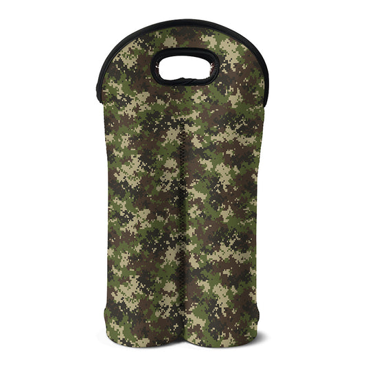 Military Digital Camo Pattern Print Double Neoprene Wine Tote