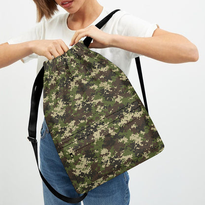 Military Digital Camo Pattern Print Drawstring Backpack