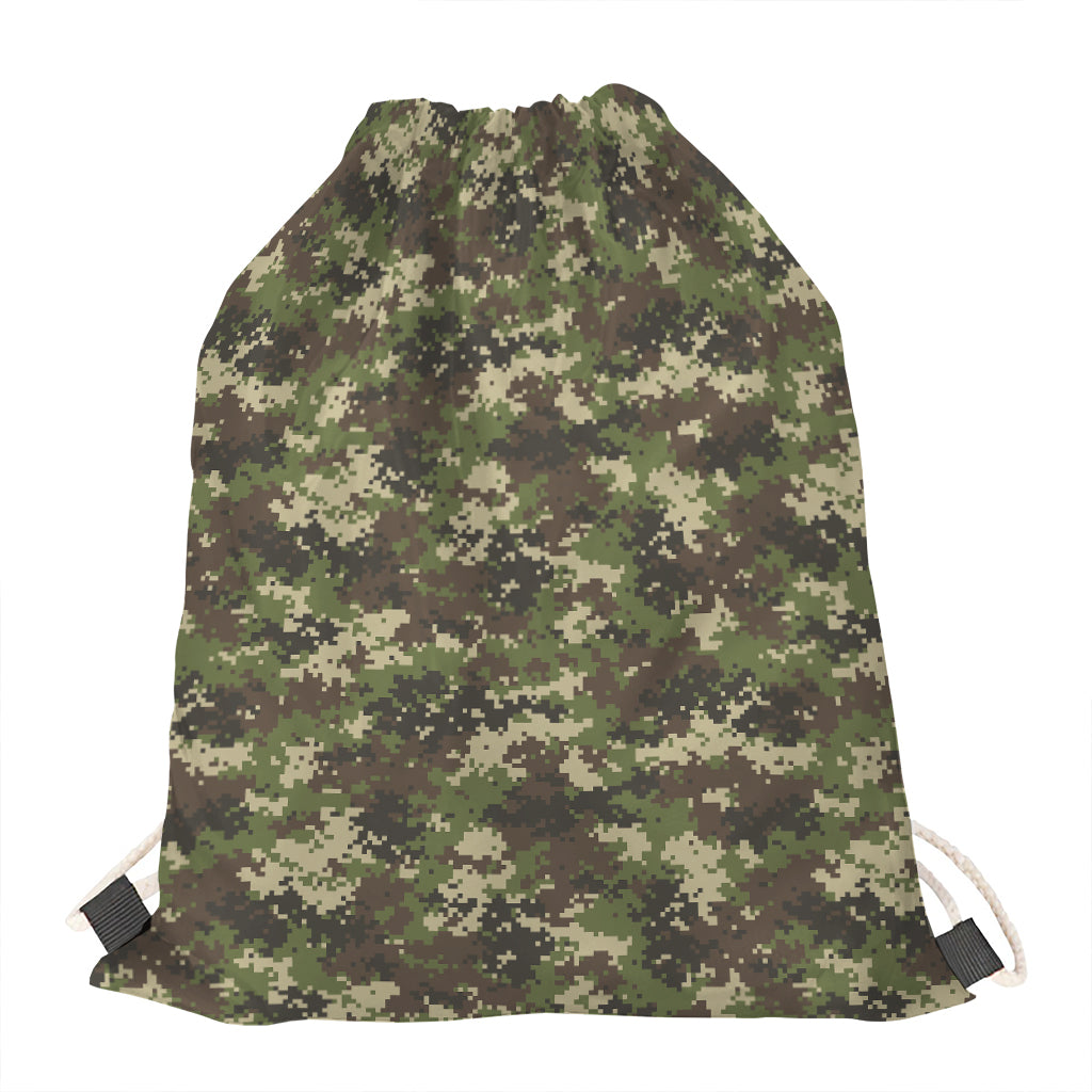 Military Digital Camo Pattern Print Drawstring Bag