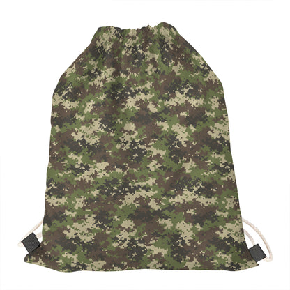 Military Digital Camo Pattern Print Drawstring Bag