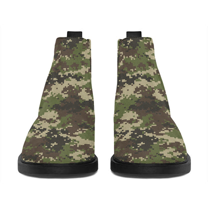 Military Digital Camo Pattern Print Flat Ankle Boots