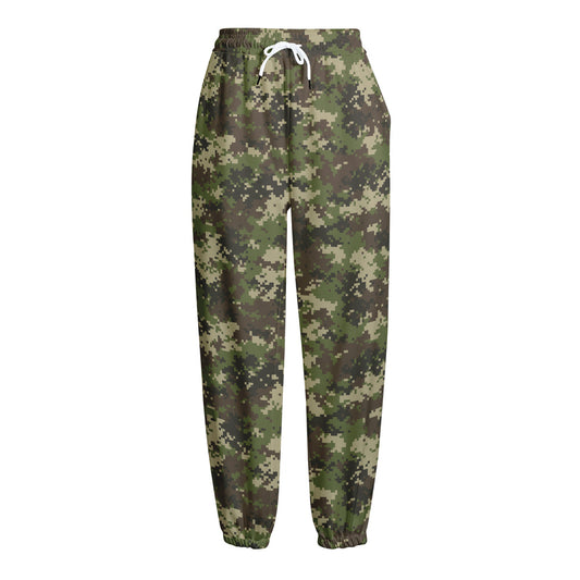 Military Digital Camo Pattern Print Fleece Lined Knit Pants