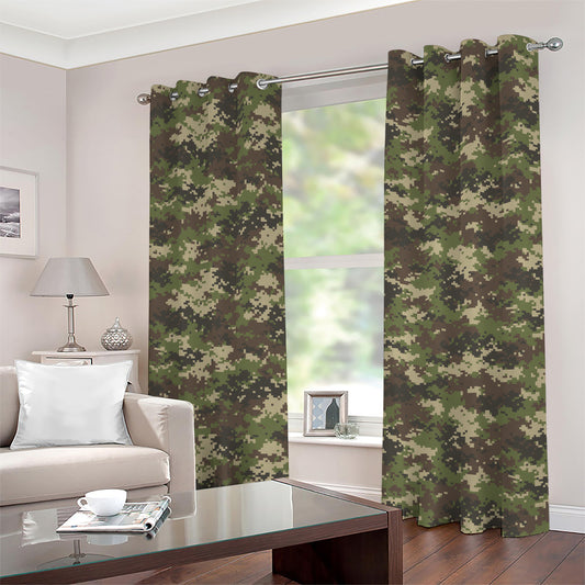 Military Digital Camo Pattern Print Grommet Curtains