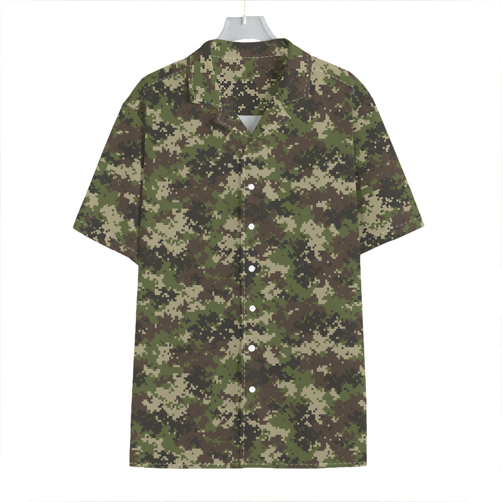 Military Digital Camo Pattern Print Hawaiian Shirt