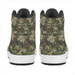 Military Digital Camo Pattern Print High Top Leather Sneakers