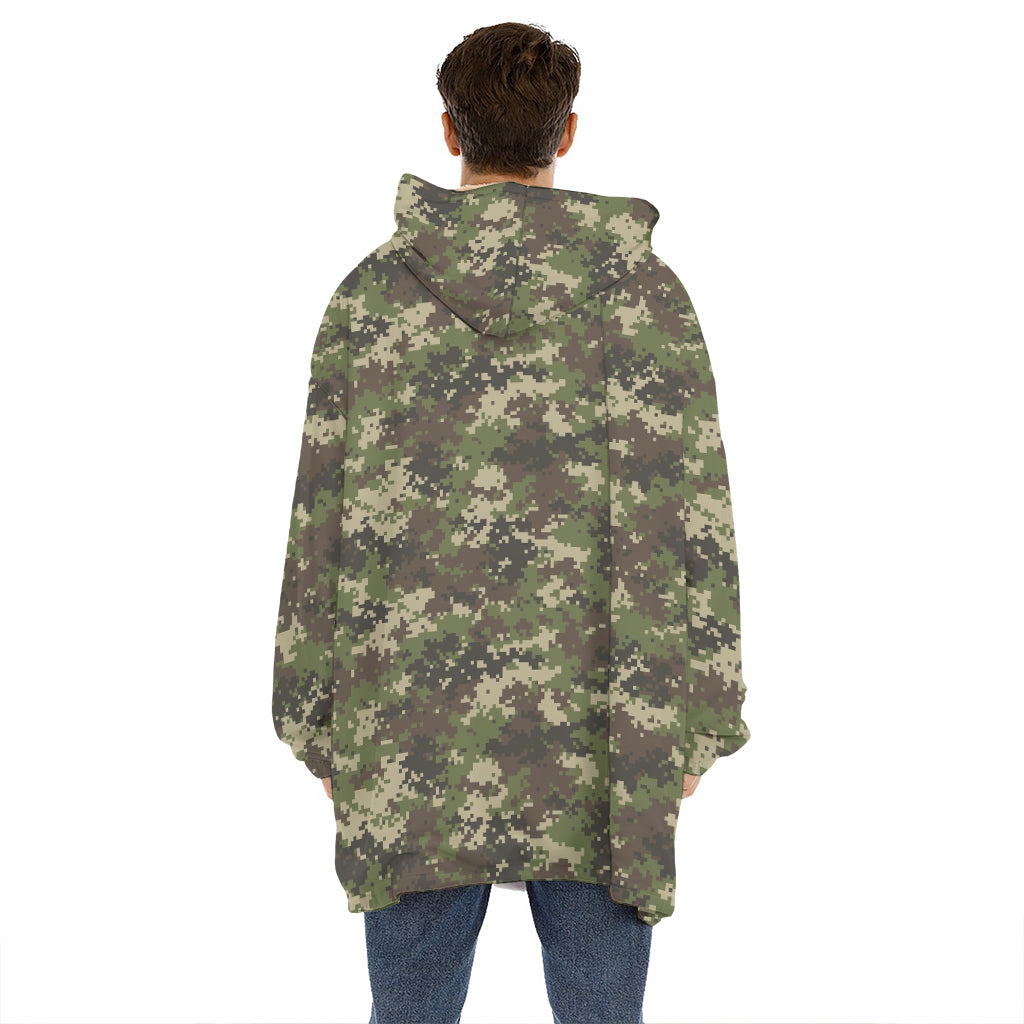 Military Digital Camo Pattern Print Hoodie Blanket