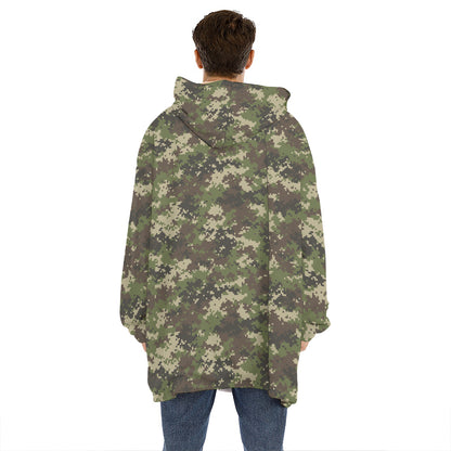 Military Digital Camo Pattern Print Hoodie Blanket