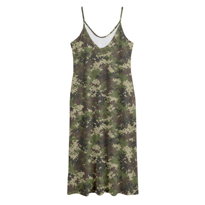 Military Digital Camo Pattern Print Jersey Midi Cami Dress