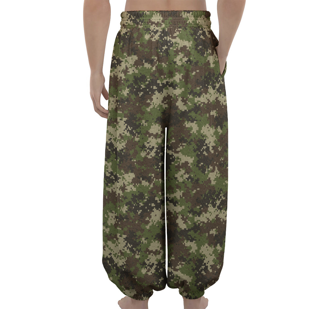 Military Digital Camo Pattern Print Lantern Pants