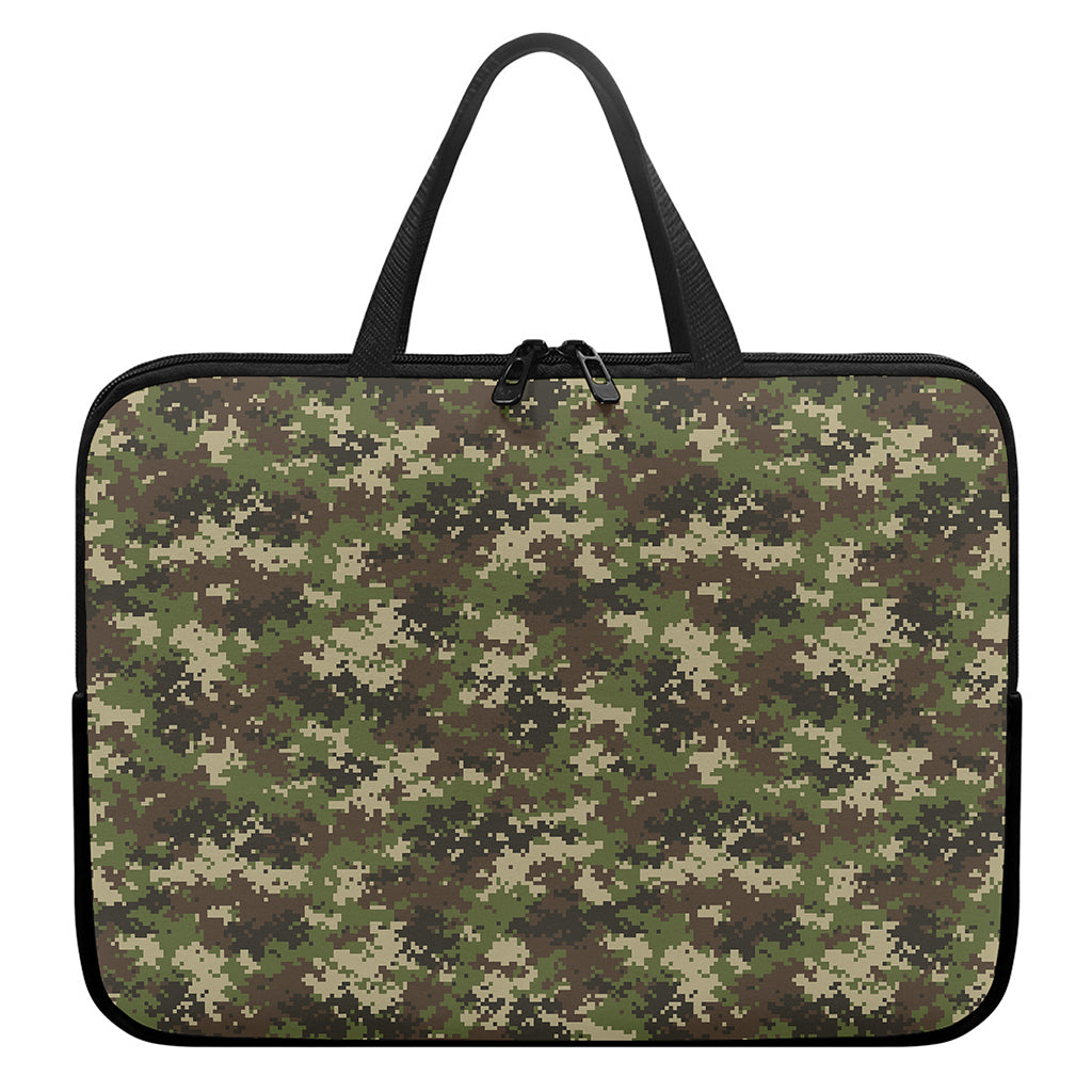 Military Digital Camo Pattern Print Laptop Sleeve With Handle