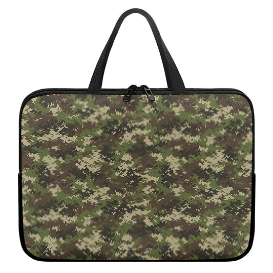 Military Digital Camo Pattern Print Laptop Sleeve With Handle