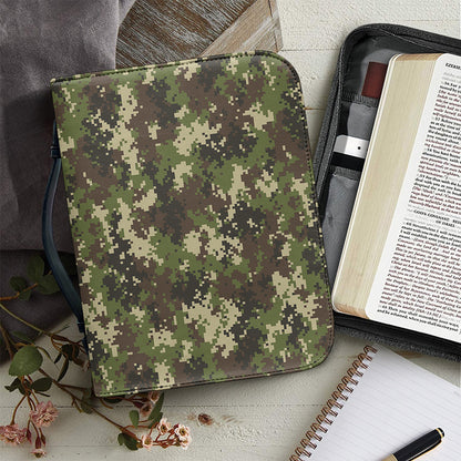Military Digital Camo Pattern Print Leather Bible Cover