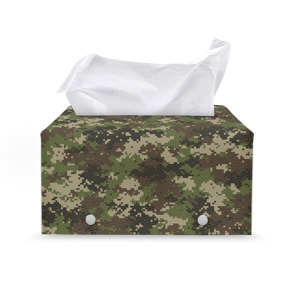 Military Digital Camo Pattern Print Leather Tissue Box Cover