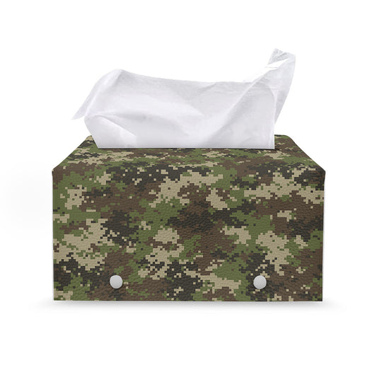 Military Digital Camo Pattern Print Leather Tissue Box Cover