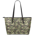 Military Digital Camo Pattern Print Leather Tote Bag With Zipper