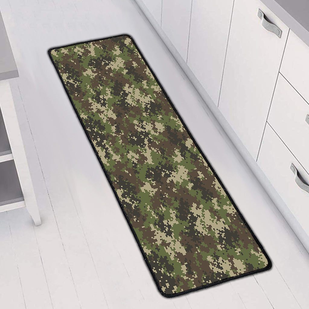 Military Digital Camo Pattern Print Long Kitchen Mat