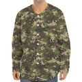 Military Digital Camo Pattern Print Long Sleeve Baseball Jersey