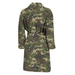 Military Digital Camo Pattern Print Men's Bathrobe