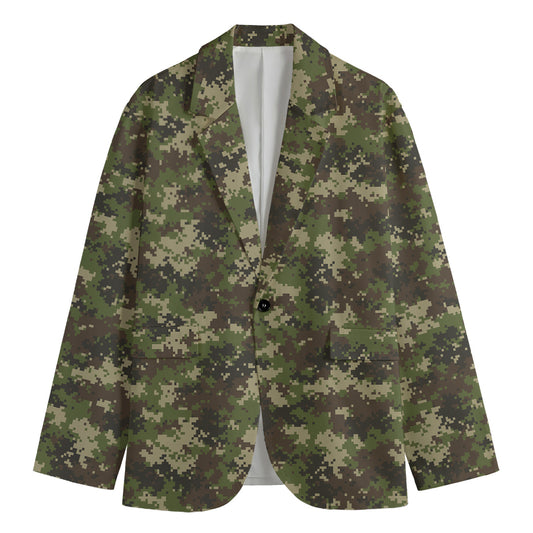 Military Digital Camo Pattern Print Men's Blazer