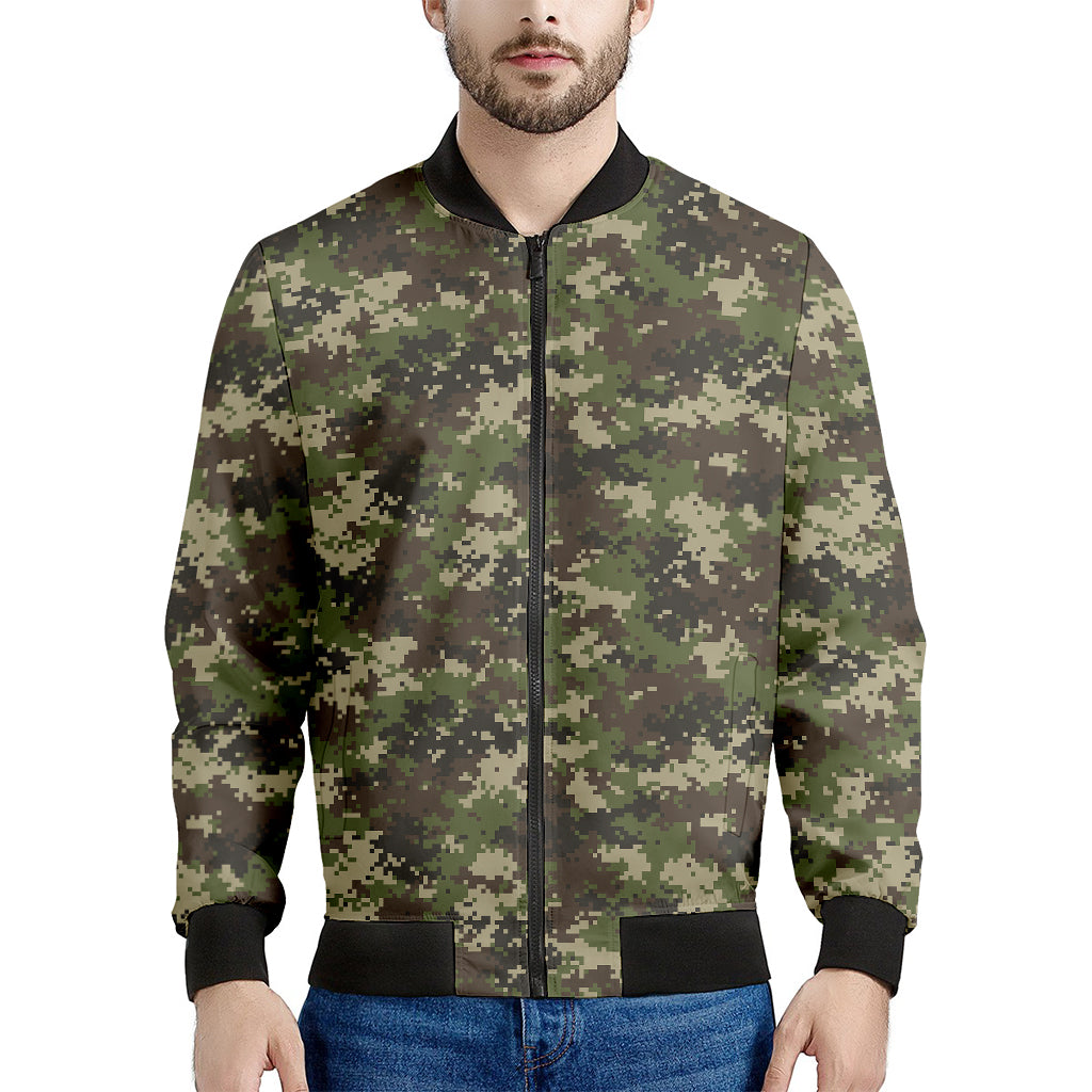 Military Digital Camo Pattern Print Men's Bomber Jacket