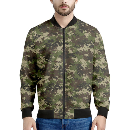 Military Digital Camo Pattern Print Men's Bomber Jacket