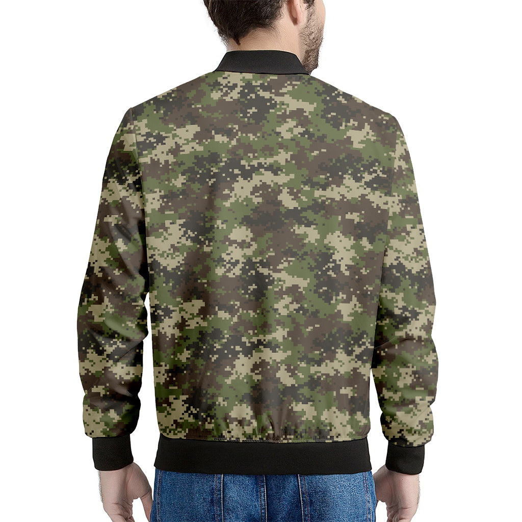 Military Digital Camo Pattern Print Men's Bomber Jacket