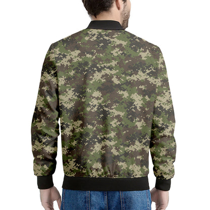Military Digital Camo Pattern Print Men's Bomber Jacket