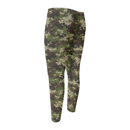 Military Digital Camo Pattern Print Men's Compression Pants
