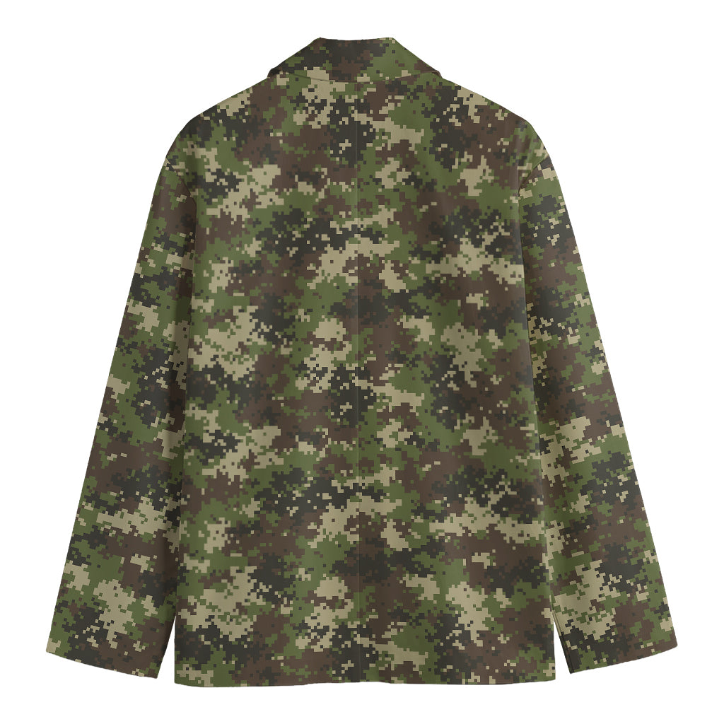 Military Digital Camo Pattern Print Men's Cotton Blazer