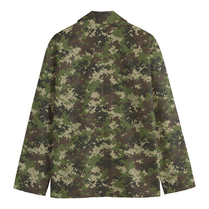 Military Digital Camo Pattern Print Men's Cotton Blazer