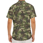 Military Digital Camo Pattern Print Men's Deep V-Neck Shirt