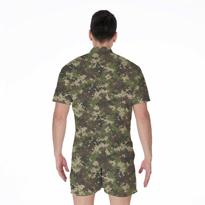 Military Digital Camo Pattern Print Men's Rompers