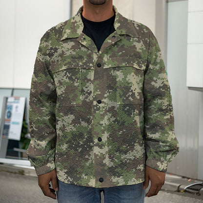 Military Digital Camo Pattern Print Men's Shirt Jacket