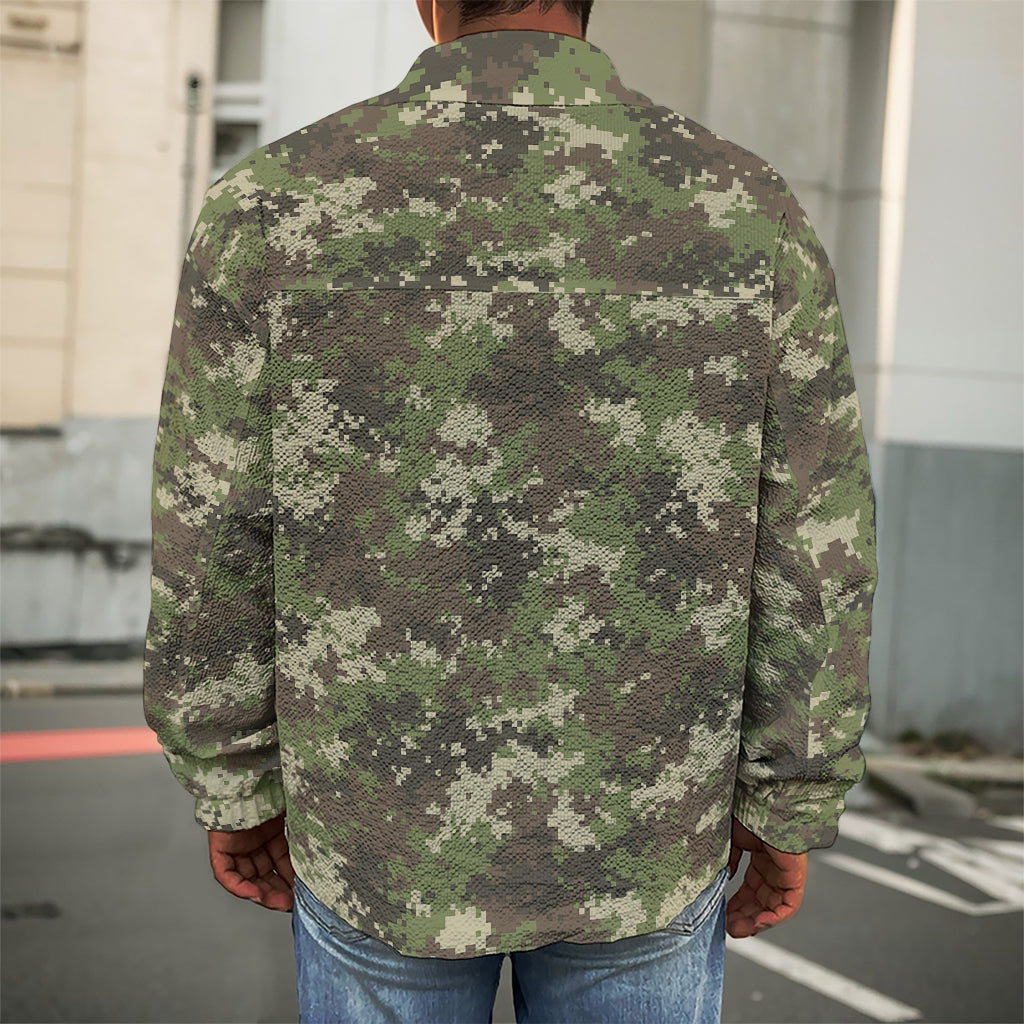 Military Digital Camo Pattern Print Men's Shirt Jacket