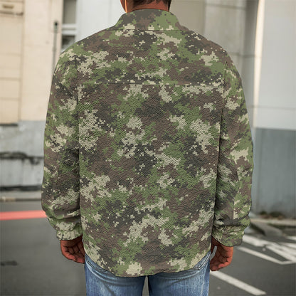 Military Digital Camo Pattern Print Men's Shirt Jacket