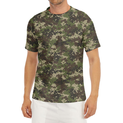 Military Digital Camo Pattern Print Men's Short Sleeve Rash Guard