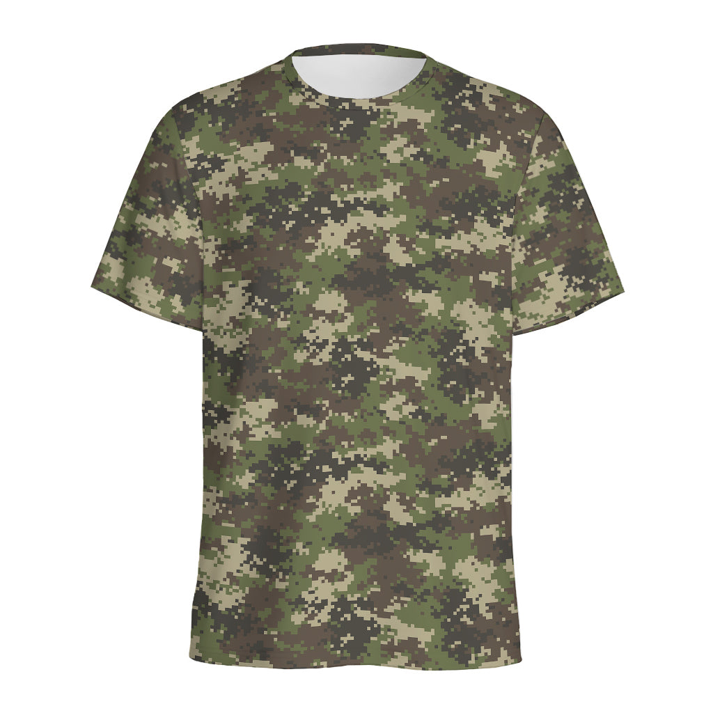 Military Digital Camo Pattern Print Men's Sports T-Shirt